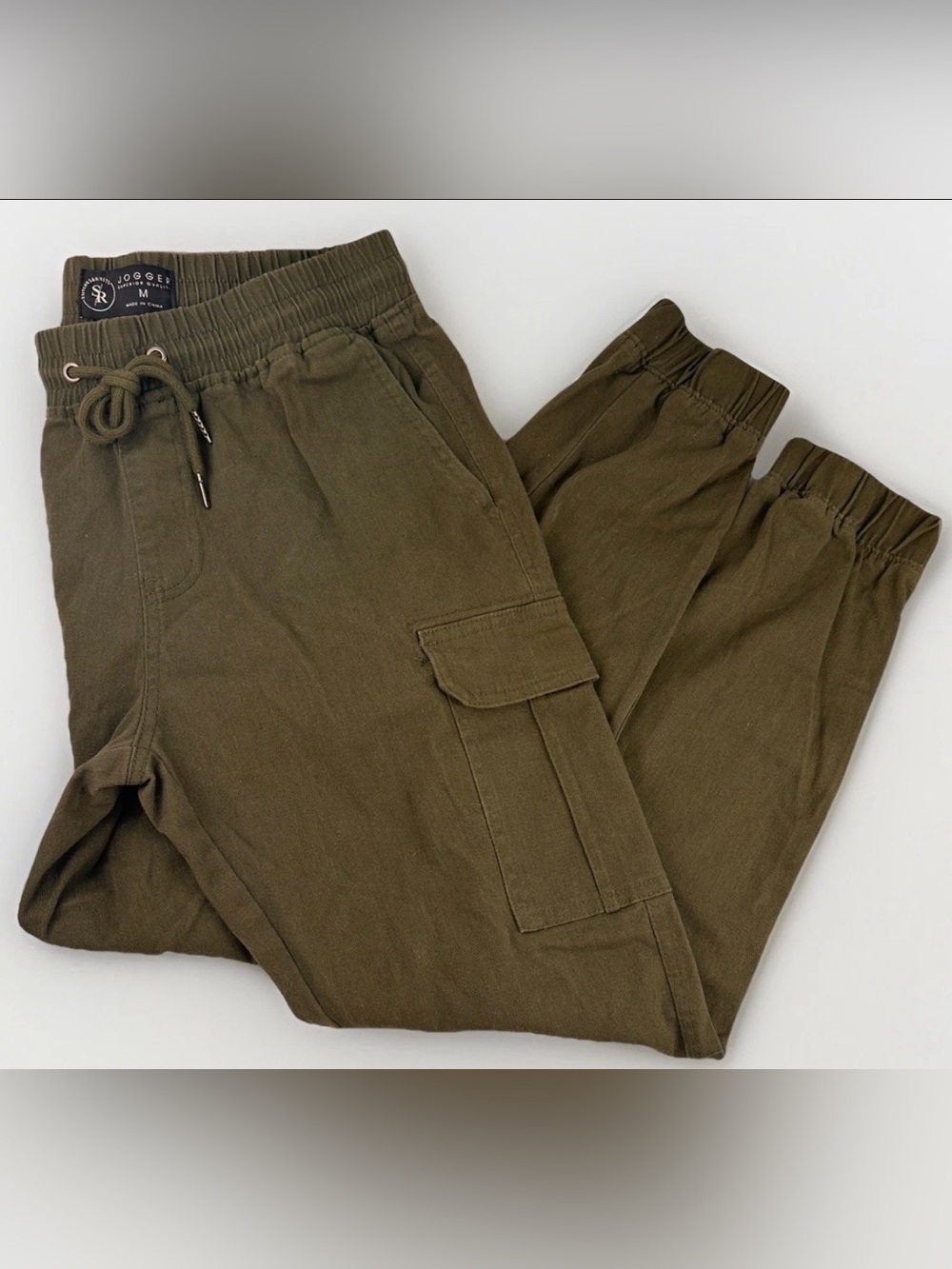 Stitches & Rivets Olive Green Cargo Joggers Men's Pants Utility Size Medium